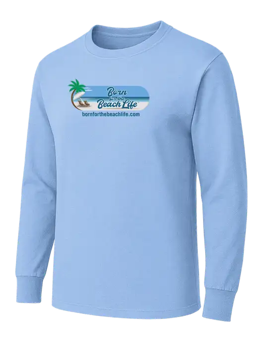 Light Blue Heavyweight Long Sleeve 6.1 oz T-Shirt w/Beach Life Logo