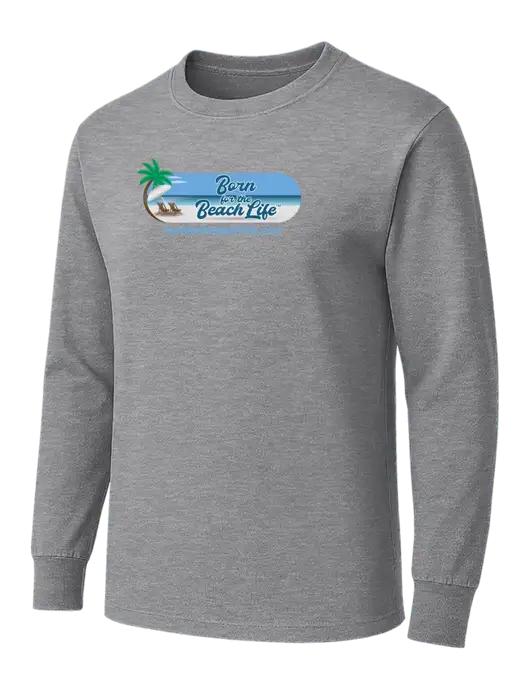 Medium Grey Heather Heavyweight Long Sleeve 6.1 oz T-Shirt w/Beach Life Logo