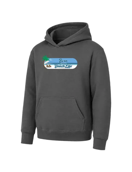 Youth Charcoal 7.8 oz Pullover Hooded Sweatshirt w/Beach Life Logo