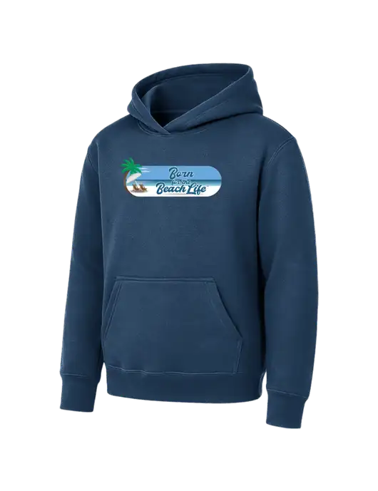 Youth Navy 7.8 oz Pullover Hooded Sweatshirt w/Beach Life Logo