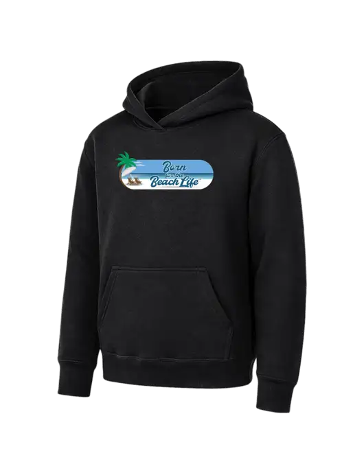Youth Black 7.8 oz Pullover Hooded Sweatshirt w/Beach Life Logo