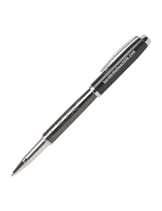 Modernist Black Rollerball Pen - Black Ink w/Born for the Beach Life URL