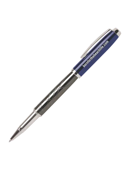 Modernist Blue Rollerball Pen - Black Ink w/Born for the Beach Life URL