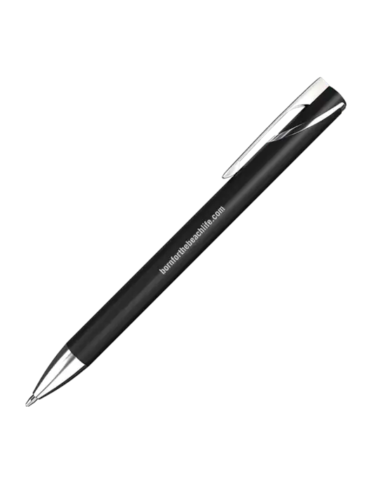 Black/Chrome HyperNova Ballpoint Pen - Black Ink w/Born for the Beach Life URL