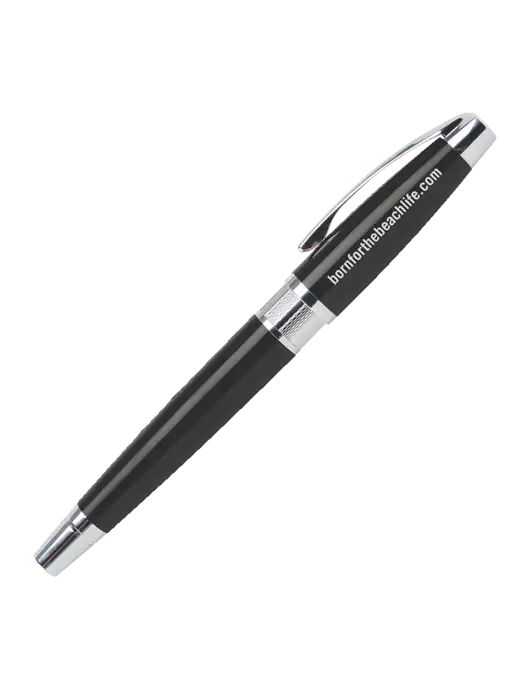 Masscotti Black Rollerball Pen - Black Ink w/Born for the Beach Life URL