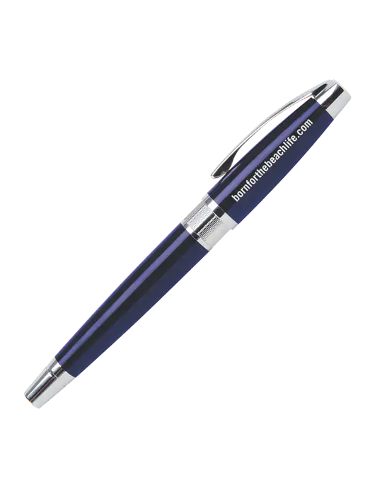 Masscotti Navy Rollerball Pen - Black Ink w/Born for the Beach Life URL