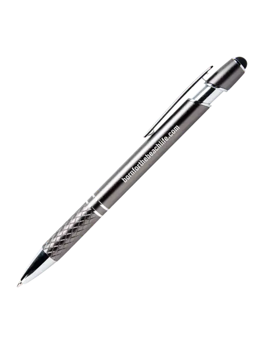 Valencia Gunmetal Stylus Pen - Black Ink w/Born for the Beach Life URL