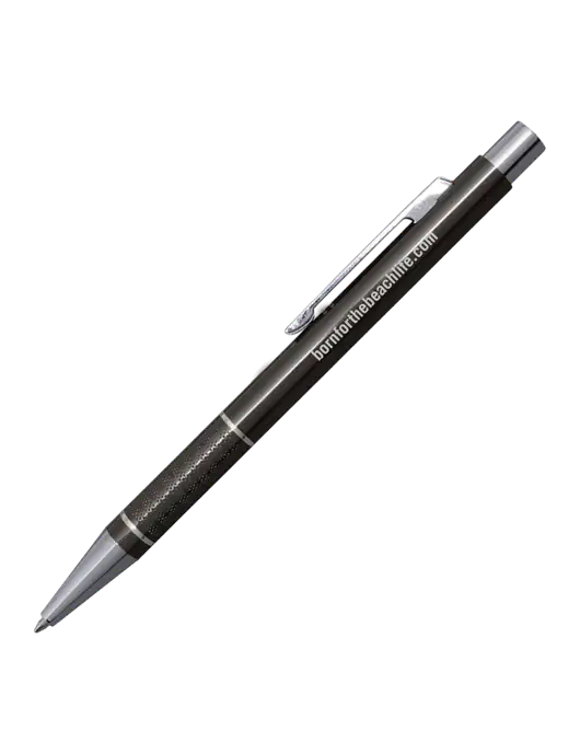 St George Gunmetal Pen - Blue Ink w/Born for the Beach Life URL