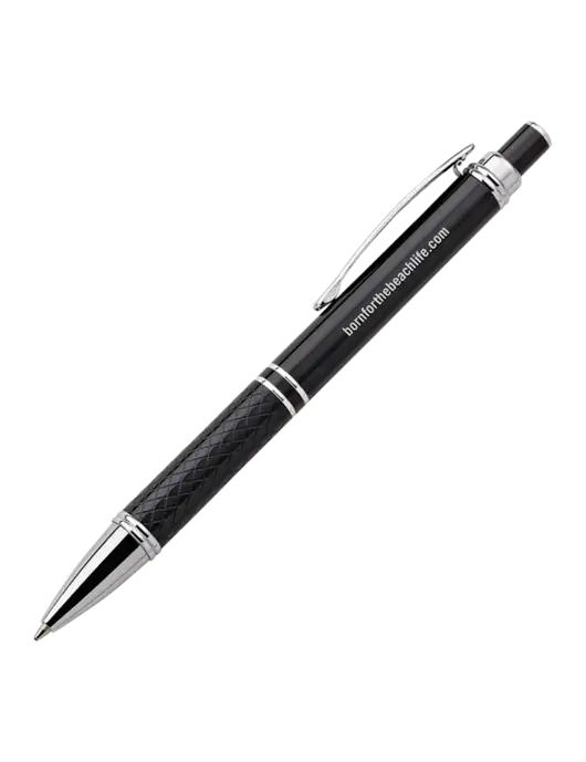 Black Stellar Scribe Pen - Black Ink w/Born for the Beach Life URL