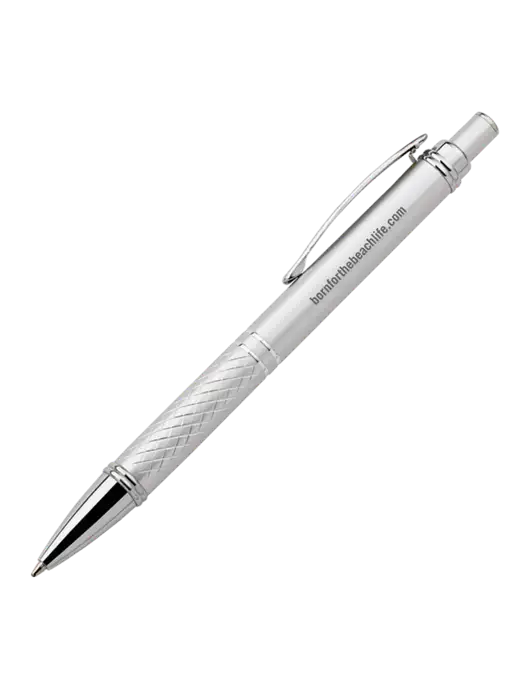 Silver Stellar Scribe Pen - Black Ink w/Born for the Beach Life URL