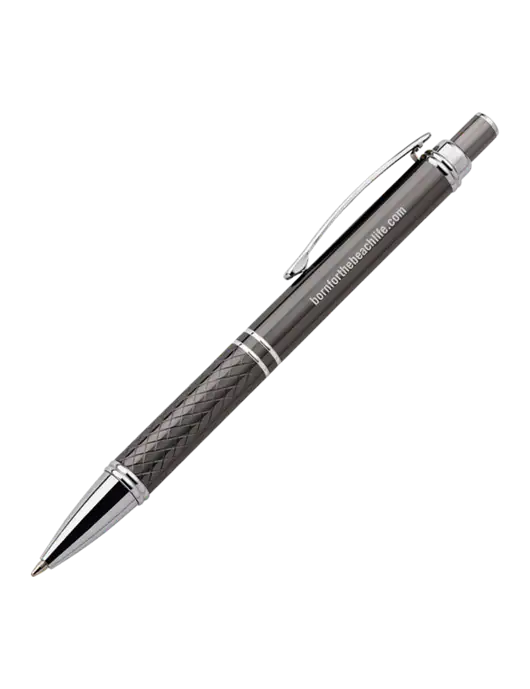 Dark Grey Stellar Scribe Pen - Black Ink w/Born for the Beach Life URL